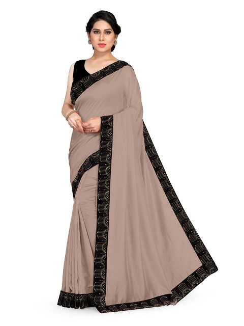 

KALINI Brown & Black Embellished Saree