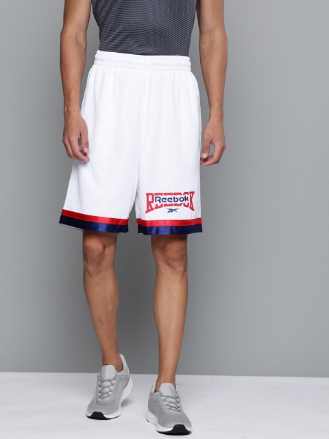 

Reebok Classic Men White Printed Detail Basketball Shorts