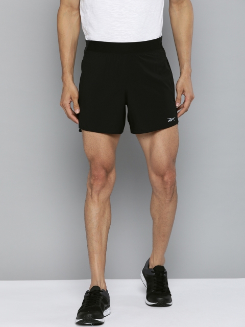 

Reebok Men Black Solid Slim Fit TSR Epic ACTIVECHILL Speedwick Running Sports Shorts