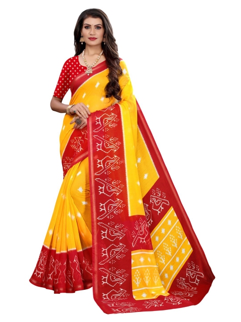 

KALINI Yellow & Red Patola Printed Saree