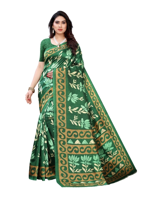 

KALINI Green & Beige Floral Printed Saree