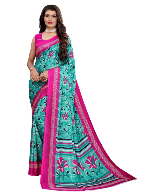 

KALINI Green & Pink Floral Printed Saree