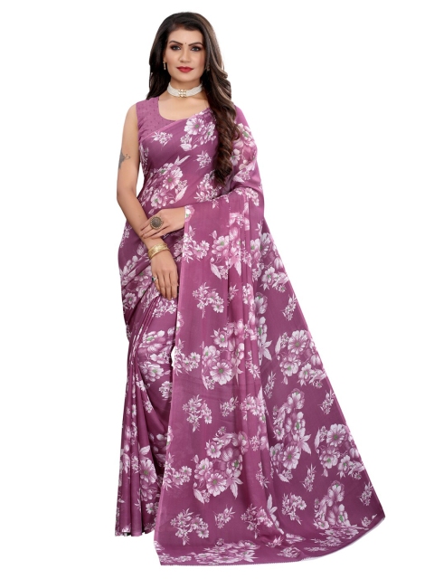 

KALINI Purple Floral Printed Saree