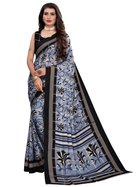 

KALINI Grey & Black Floral Printed Saree