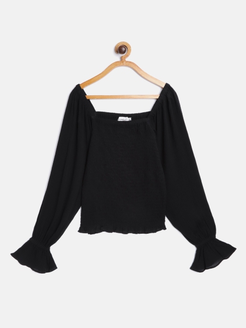 

UTH by Roadster Girls Black Crinkled Smocked Regular Top