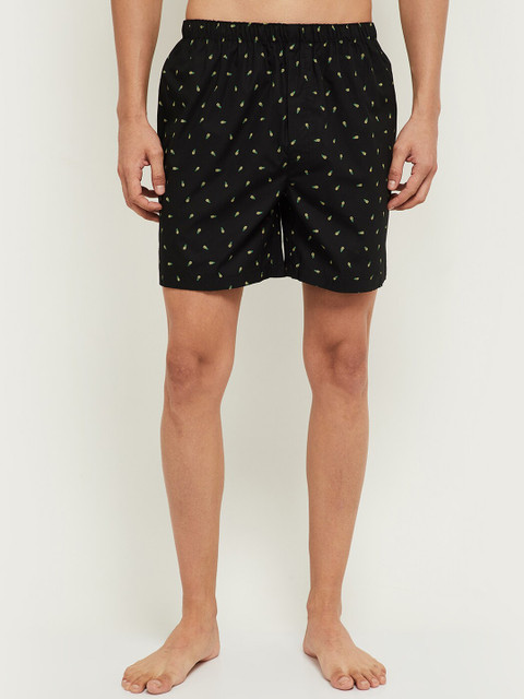 

max Men Black & Yellow Printed Pure Cotton Boxer NOOSNAOPBXBK01