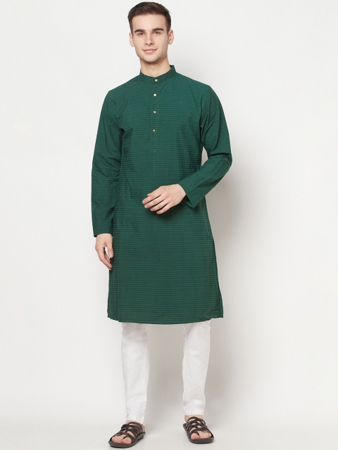 

Purple State Men Green Striped Kurta