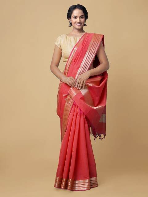 

Unnati Silks Women Red & Gold-Toned Bangalore Sico Saree
