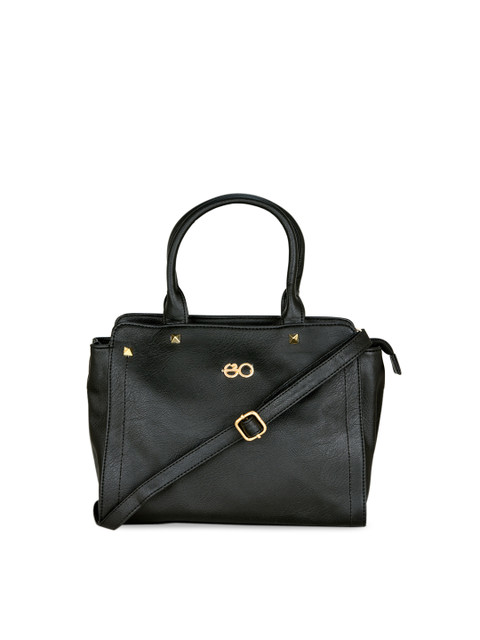 

E2O Black PU Structured Handheld Bag with Cut Work