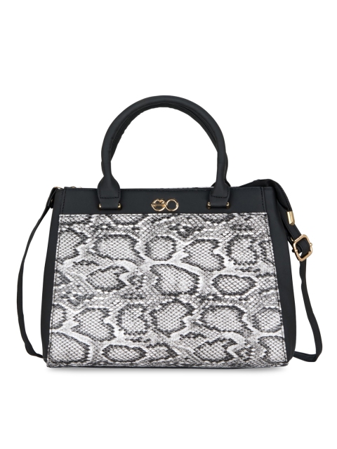 

E2O Black Animal Scaling Textured PU Structured Handheld Bag