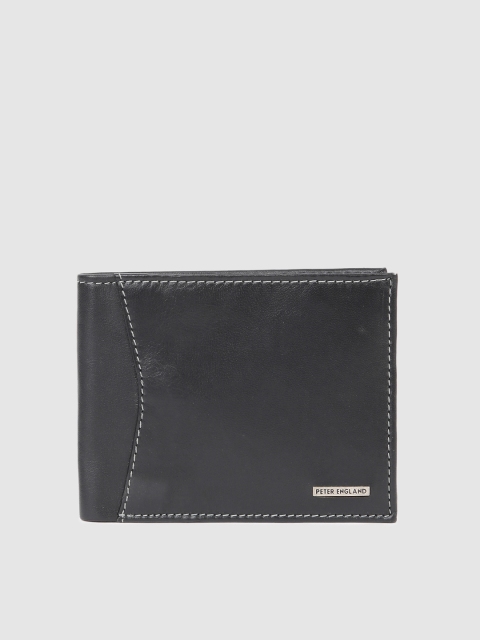 

Peter England Men Black Leather Two Fold Wallet