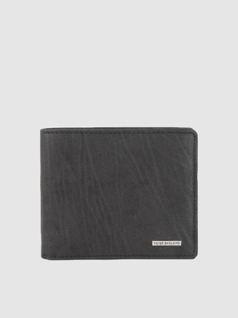 

Peter England Men Black Leather Two Fold Wallet