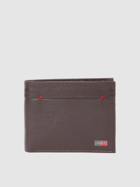 

Peter England Men Brown Solid Leather Two Fold Wallet