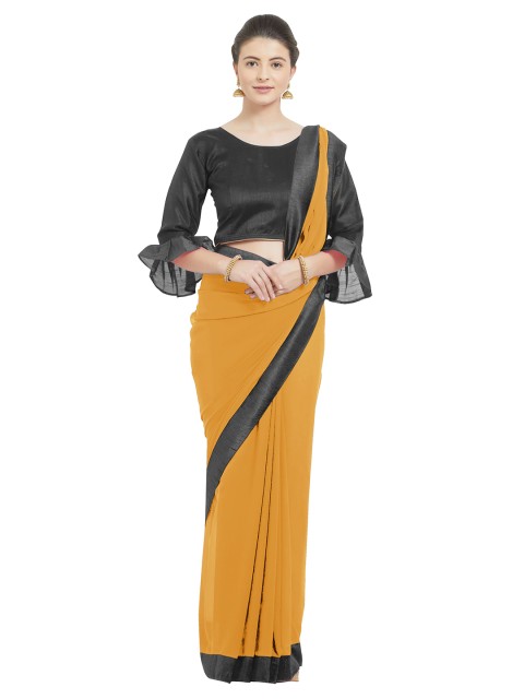 

KALINI Mustard Yellow & Black Saree