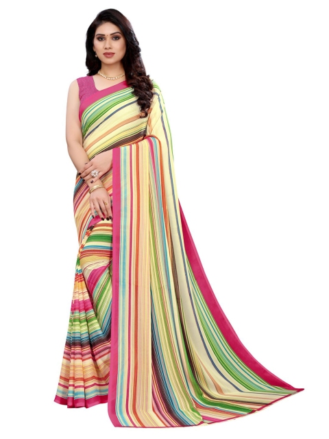 

KALINI Multicoloured Striped Pure Georgette Saree, Multi