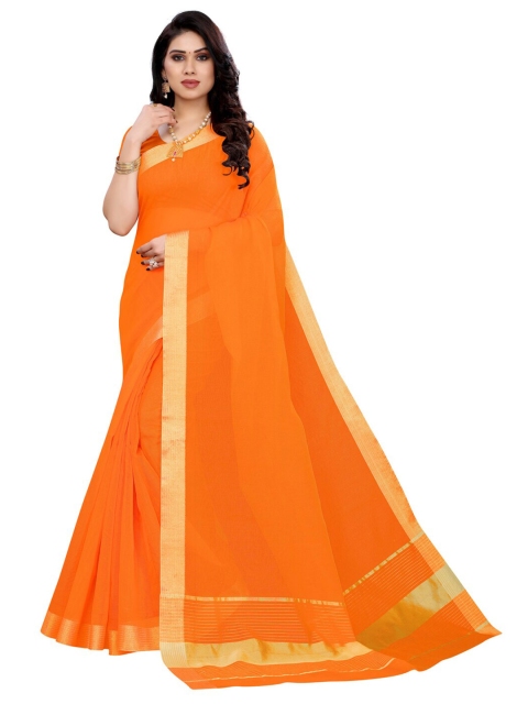 

KALINI Orange & Gold-Toned Polycotton Saree