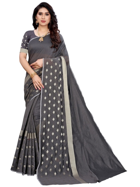 

KALINI Women Grey & Silver-Toned Woven Design Polycotton Saree