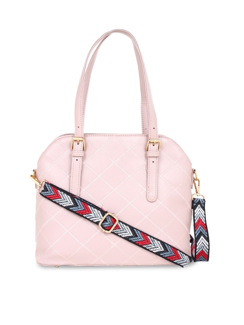 

LEGAL BRIBE Women Pink Checked Textured Shoulder Bag with Quilted