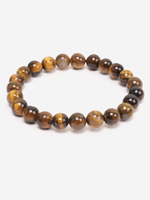 

BuckleUp Unisex Olive Green & Brown Tigers Eye Elasticated Bracelet