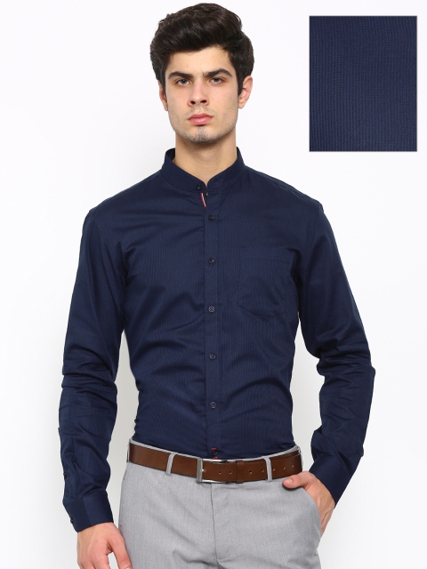 

Black coffee Men Navy Slim Fit Checked Formal Shirt, Navy blue