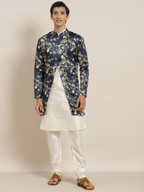 

SOJANYA Men Off White Kurta Set With Jacket