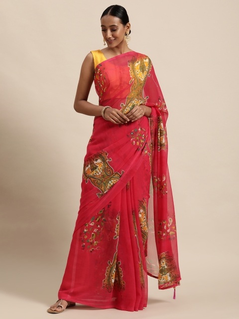 

Triveni Pink Pure Chiffon Saree