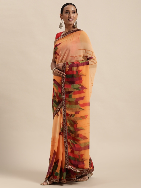 

Triveni Peach-Coloured Pure Georgette Saree