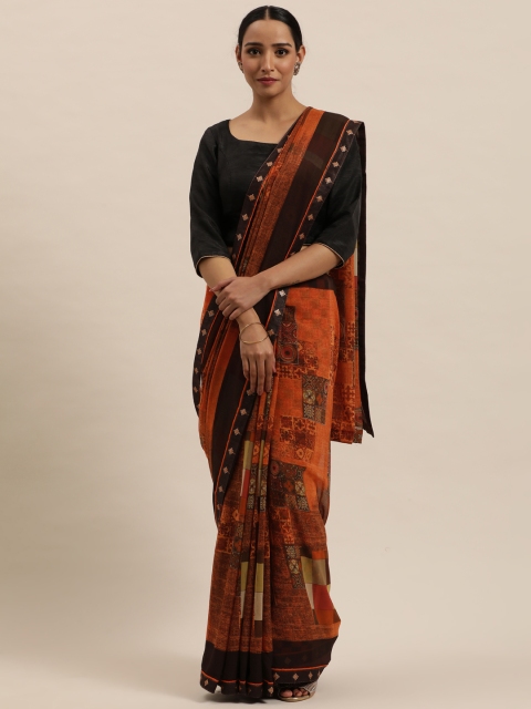 

Triveni Red Ethnic Motifs Printed Pure Georgette Saree