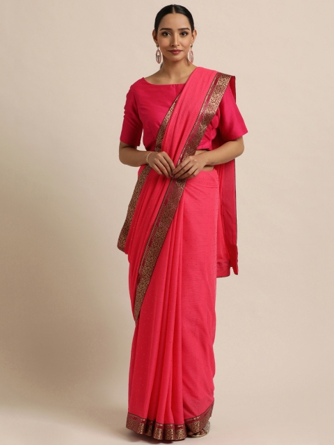 

Triveni Pink Embellished Beads and Stones Polyester Saree