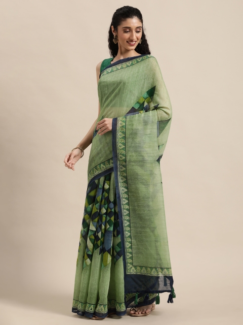 

Triveni Green & Grey Pure Georgette Saree