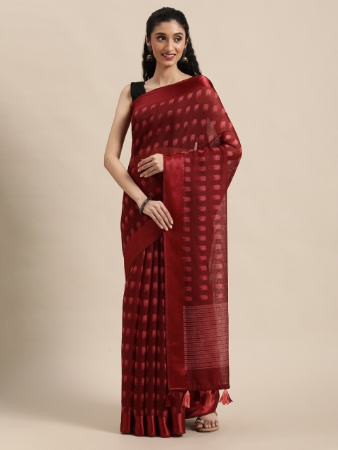 

Triveni Maroon Jacquard Work Pure Cotton Saree