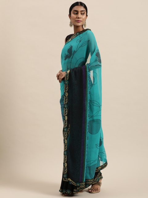 

Triveni Turquoise Blue Pure Georgette Saree