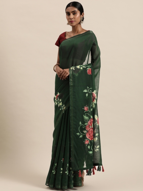 

Triveni Green Floral Silk Cotton Saree