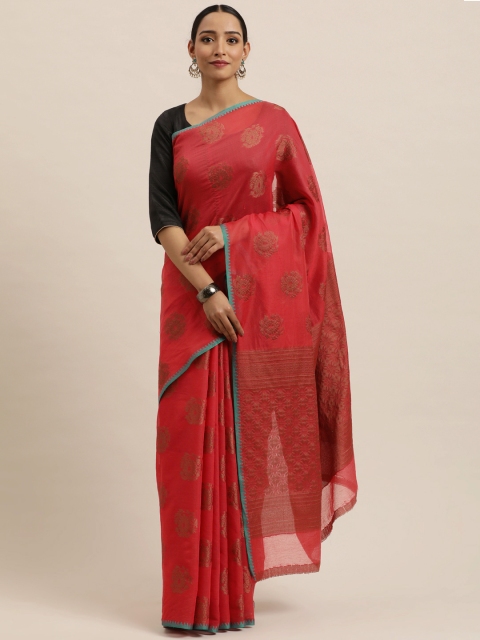 

Triveni Red Woven Design Pure Cotton Paithani Saree