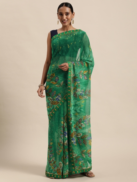 

Triveni Green Printed Pure Georgette Saree