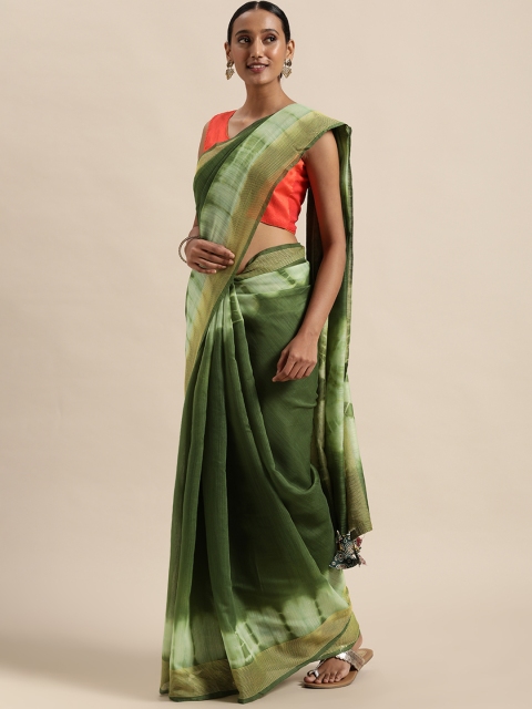

Triveni Green Hand Print Silk Cotton Saree