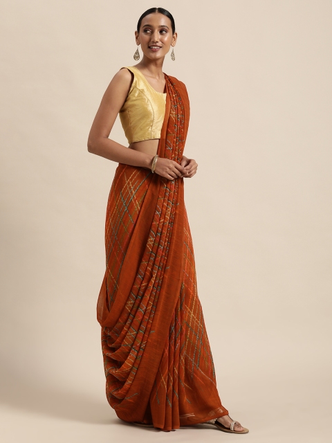 

Triveni Brown Striped Pure Cotton Saree