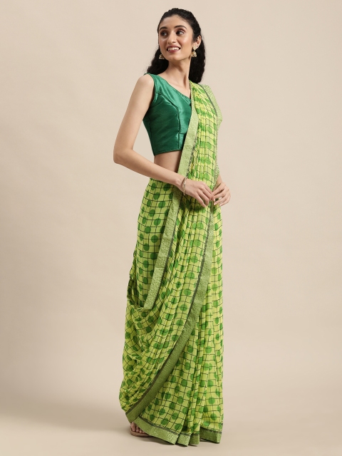 

Triveni Green Art Silk Chanderi Saree