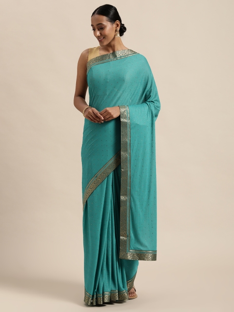 

Triveni Green Embellished Beads and Stones Saree