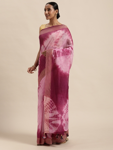 

Triveni Purple Hand Print Silk Cotton Saree