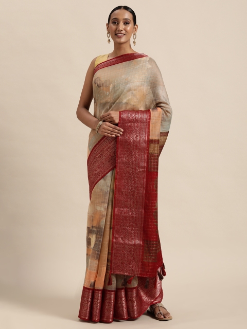 

Triveni Tan Brown Pure Cotton Saree