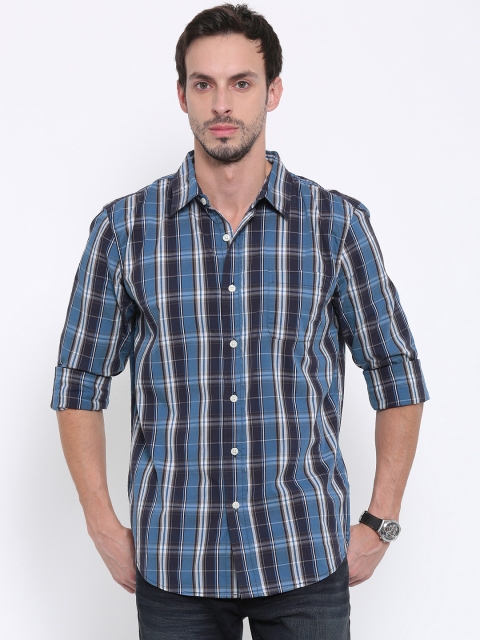 

Fox Men Blue Regular Fit Checked Casual Shirt