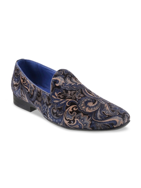 

Metro Men Blue & Beige Textured Party Slip-Ons