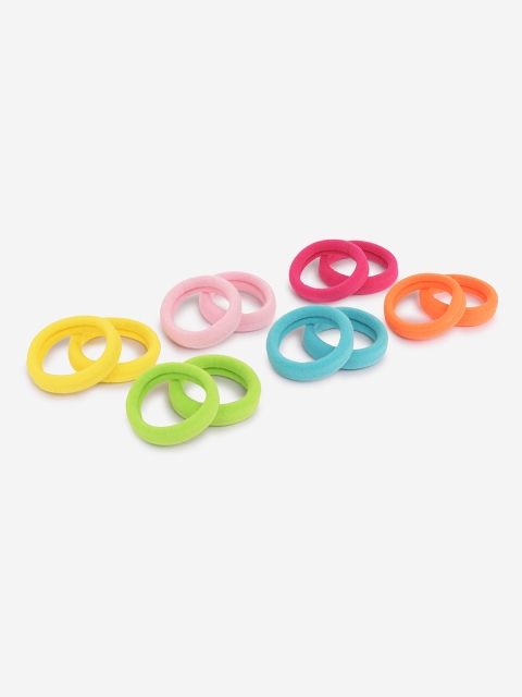 

BuckleUp Women Set of 12 Pink & Green Ponytail Holders