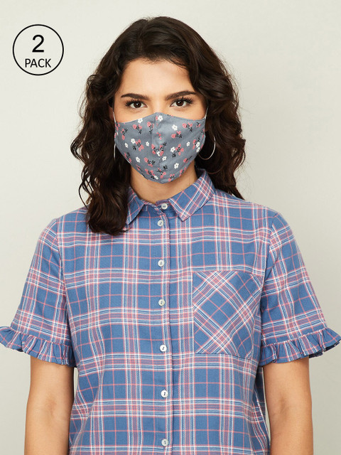 

Ginger by Lifestyle Women Pack Of 2 Printed 2-Ply Reusable Cloth Masks, Coral