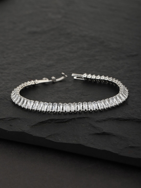 

Carlton London Silver Brass Rhodium-Plated Charm Bracelet