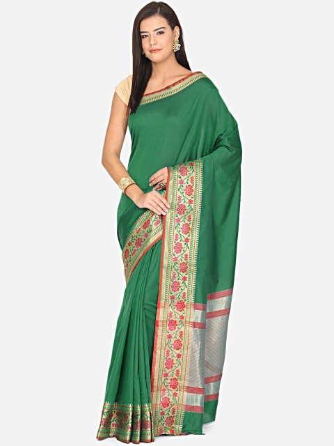 

BOMBAY SELECTIONS Green & Pink Art Silk Banarasi Saree