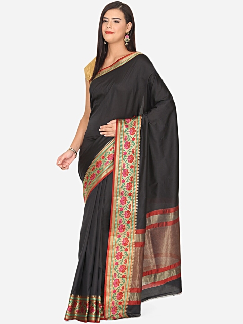 

BOMBAY SELECTIONS Black & Red Art Silk Banarasi Saree