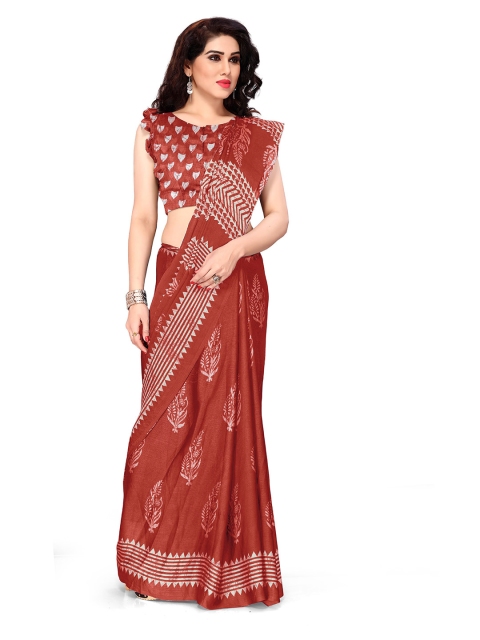 

KALINI Women Red & White Bagh Print Poly Chiffon Saree