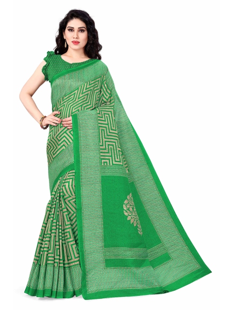 

KALINI Green & Beige Printed Art Silk Saree